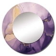 thumbnail image 2 of Designart "Ink Clouds of Purple and Gold Marble I" Fractals Purple Large Round Mirror - Round Bedroom Mirror Wall Décor - Modern Round Printed Mirror - 29" x 29", 2 of 6