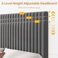 thumbnail image 4 of King Size Bed Frame, Adjustable Height Headboard, Velvet Upholstered Platform Bed Frame, No Box Spring Needed, Easy Assembly, Grey, 4 of 7