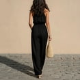 thumbnail image 5 of Lenpel Wide Leg Halter Jumpsuits for Women Casual Sleeveless High Waist Rompers with Pockets Beach Vacation Outfits, 5 of 7