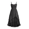 thumbnail image 6 of Iyufng Womens Solid Color Ruffled Spaghetti Straps Dresses Sleeveless Fitted Pleated Casual Dress, 6 of 6