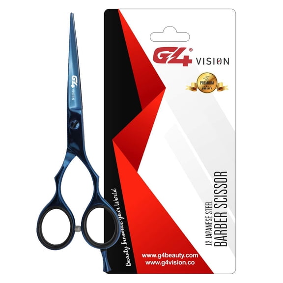 G4 J2 Japanese Steel Barber Hair Cutting Scissors Shears Tempered Stainless Razor Sharp Mustache Haircut Hairdresser (6 inch, Blue)…