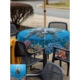 thumbnail image 4 of Outdoor Tablecloth with Umbrella Hole and Zipper, Ocean Diving Elephant Square Table Cloth 54x54 Inch Waterproof Tablecloth, Blue Coastal Coral Fish Marine Life Picnic Table Cover for Patio Camping, 4 of 7