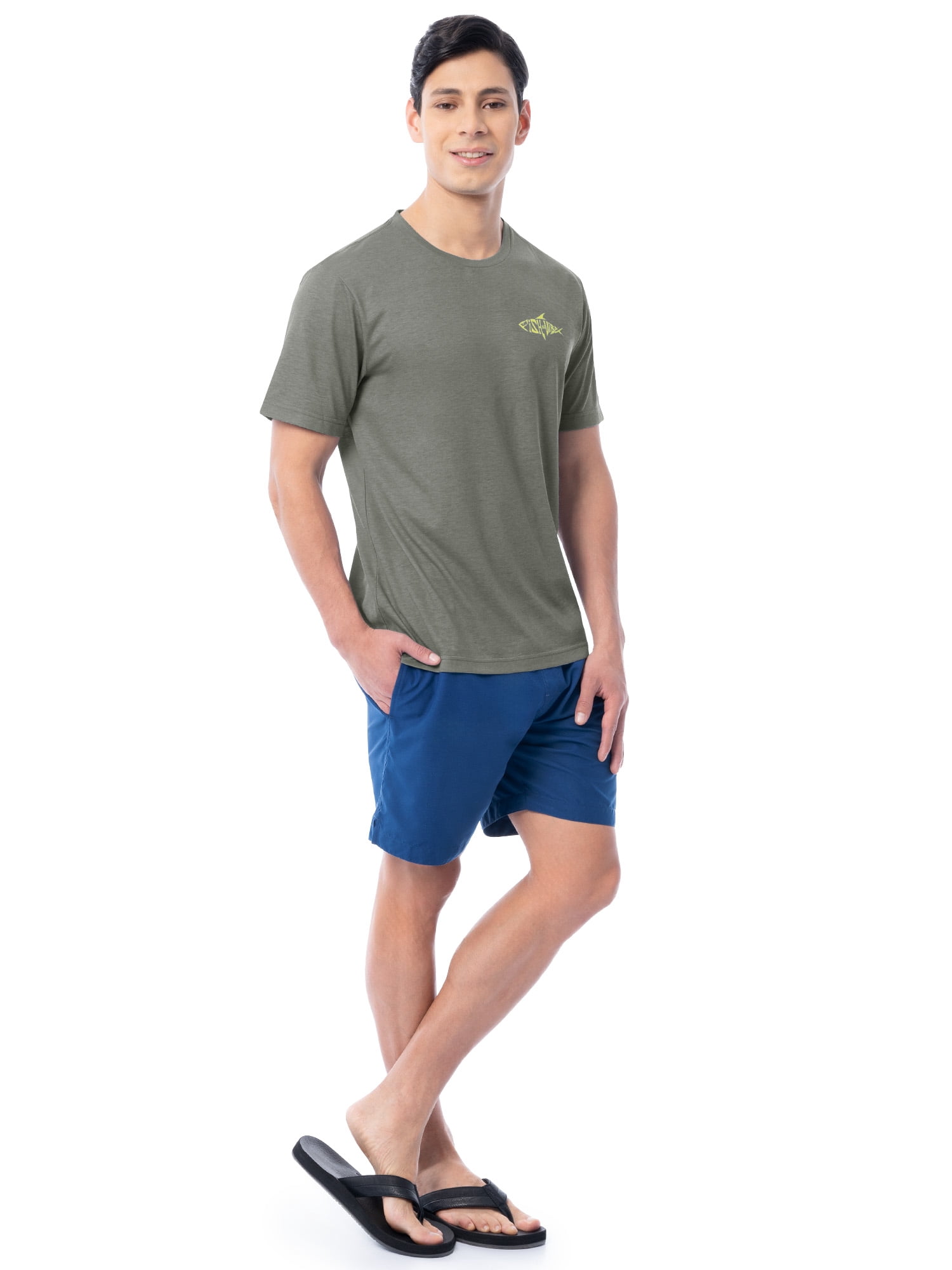 Fish N Vibe Men's Short Sleeve Fishing Performance Outdoor Graphic T-Shirt, Monument, L