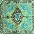 thumbnail image 1 of Ahgly Company Indoor Square Persian Turquoise Blue Traditional Area Rugs, 8' Square, 1 of 4