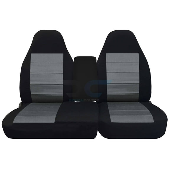 Fits 2001-2003 Ford F150 Velour Seat Covers 40/60 Bench Molded Headrests,2 Cup Holders:Blk Charcoal