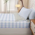 thumbnail image 5 of Manfei Vintage Grid Zipper Full Size Comforter Sets with Fitted Sheet and 2 Pillowcases,Modern Checkered Zipper Bedding Set,Blue White,Light Gray Reversible,4pcs, 5 of 8