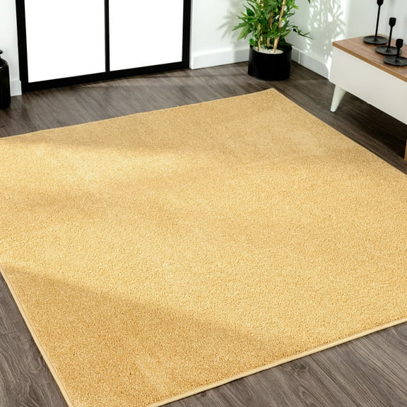 JONATHAN Y SUPERSOFT 7' Square Area Rug, Haze - Mustard, SEU100B-7SQ