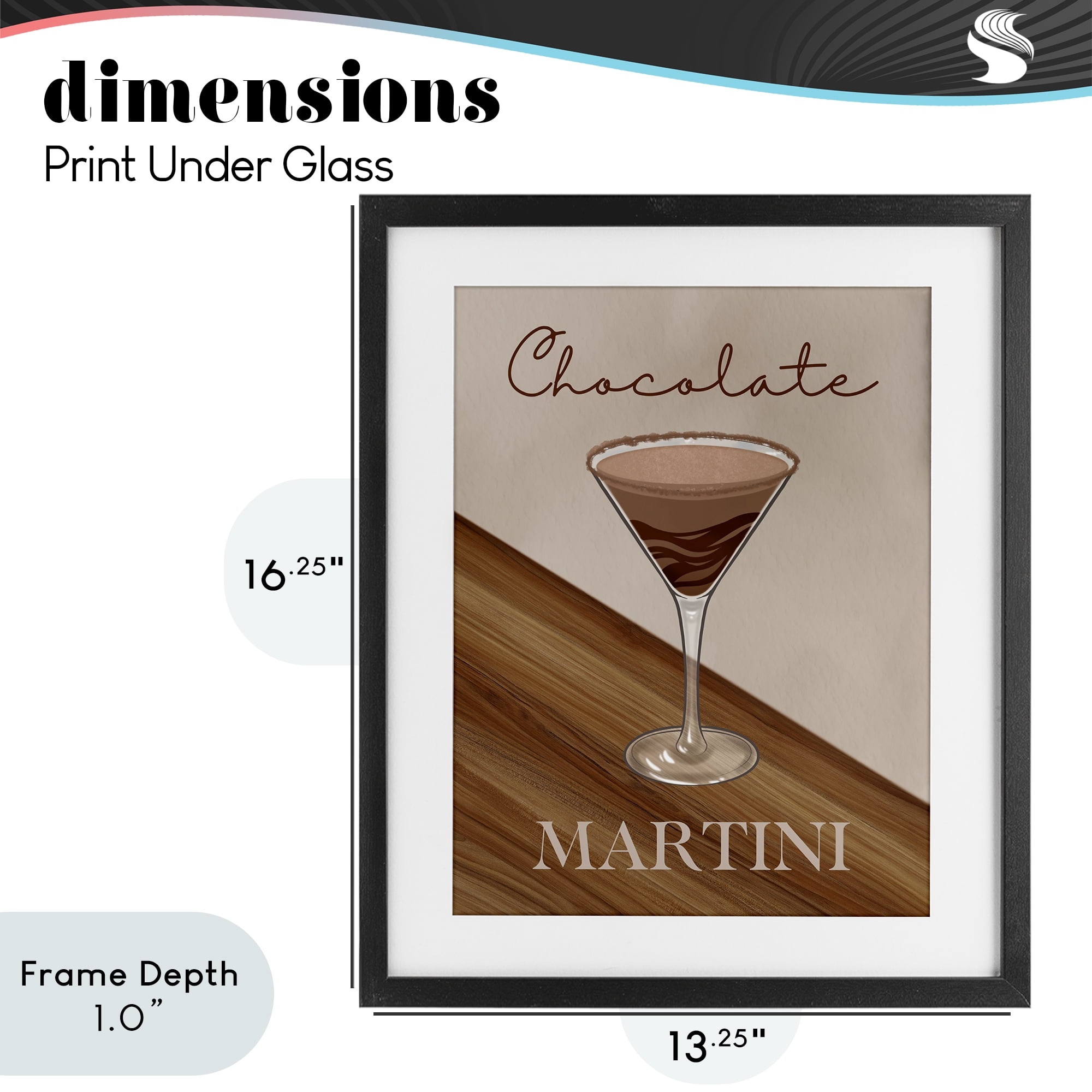 Stupell Industries Chocolate Martini on Brown Black Framed Print Under Glass, design by Marcus Prime