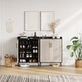 thumbnail image 1 of Commode Armoire à Chaussures en Rotin Spacieuse – Rangement à 6 Niveaux, Tablettes Ajustables, Pattes en Métal Robustes, Organisateur Moderne Style Ferme avec Portes pour Entrée Ou Chambre – Grain de Bois Noir et Couleur Bois Originale, 1 of 8