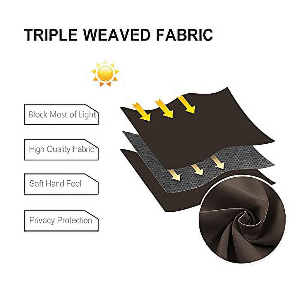 DWCN Blackout curtains for Bedroom with Tiebacks - Room Darkening Privacy Grommet Top Window Curtains for Living Room, 60 x 63 inch Length, Brown, Set of 2 Panels