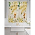 thumbnail image 2 of Spring Floral Bathroom Window Curtain, Watercolor Forsythia Flowers Hummingbirds Beige Light Filtering Coffee Kitchen Curtains, Bedroom Living Room Curtains 2 Panel 84"x63", 2 of 6