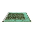 thumbnail image 2 of Ahgly Company Machine Washable Indoor Square Oriental Turquoise Blue Industrial Area Rugs, 4' Square, 2 of 4