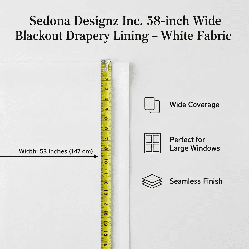 54'' Wide Blackout Drapery Lining Color White Fabric By the Yard - WHITE