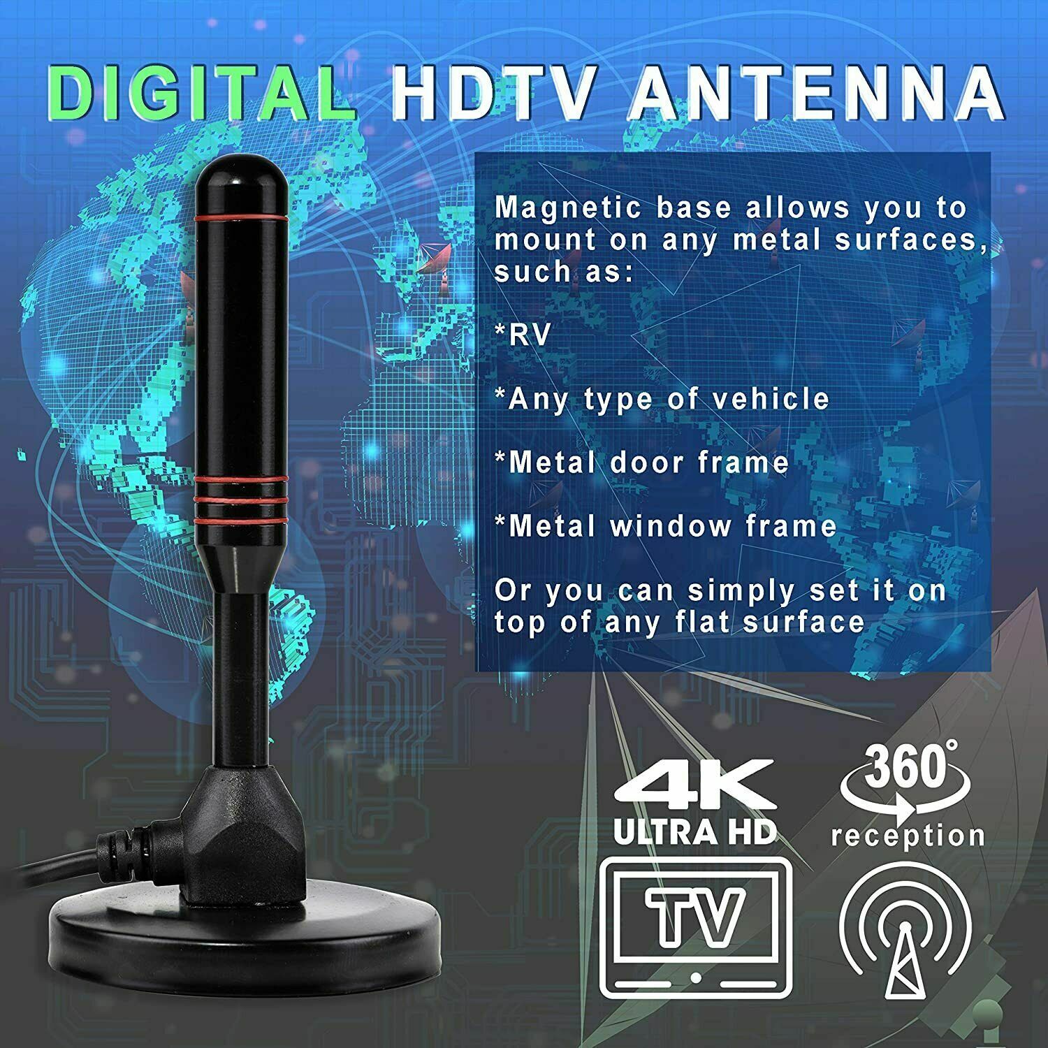 4K 1080P 200Mile Newest TV Digital Signal Antenna Indoor HDTV