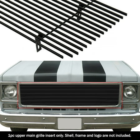 Polish Billet Grille Grill - Compatible with 1973-1980 Chevy GMC Blazer C K Pickup Suburban Black Billet Grille Grill Insert C85008H