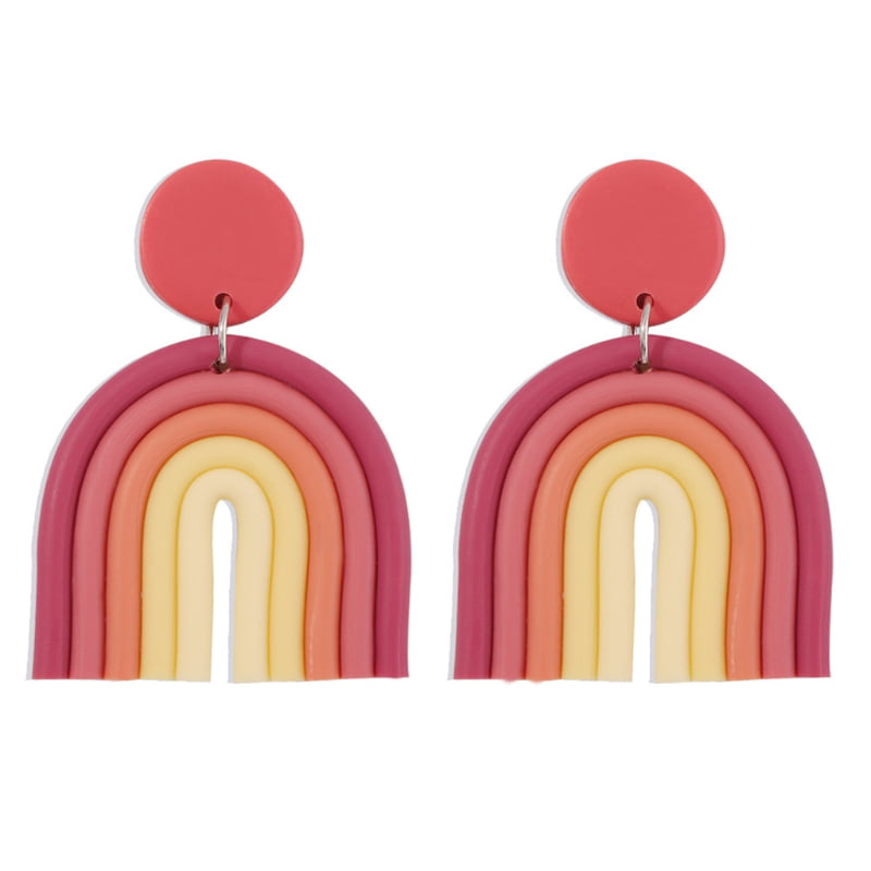 Rainbow Clay Hoops Earrings • Trendy Earrings • Statement Earrings • Womens Earrings • Statement Jewelry • Clay Earrings • Hoop Earrings
