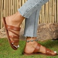 thumbnail image 6 of LOVZFMLL Sandals for Women 2025 Summer Fashion Strappy Slip On Flat Sandals Casual Outdoor Vacation Beach Slippers Brown 8.5, 6 of 9