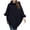 Black, variant on Women's Fall Winter Knit Cape Poncho Solid Color Pullover Faux Fur Trim Cable Knit Chunky Turtleneck Cardigan Black