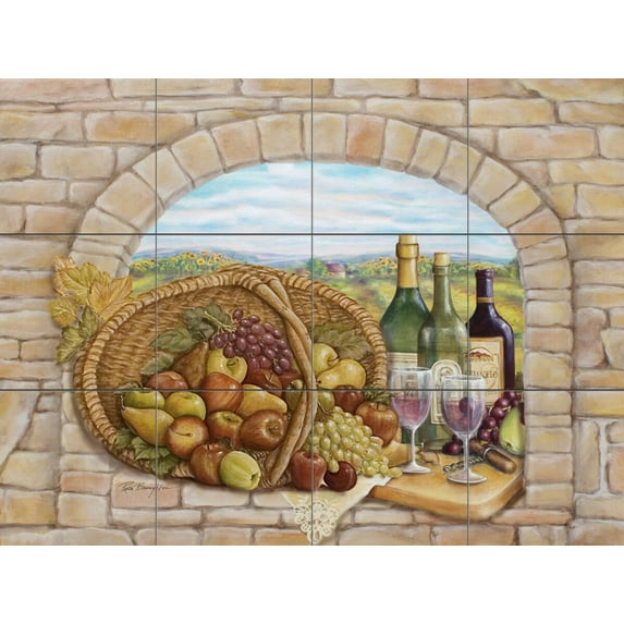 Tile Mural Kitchen Backsplash - Tuscan Wine III-RB - by Rita Broughton