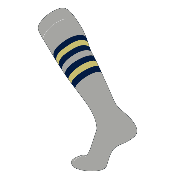 TCK Elite Baseball Football Knee High Striped Socks (I) Grey, Navy