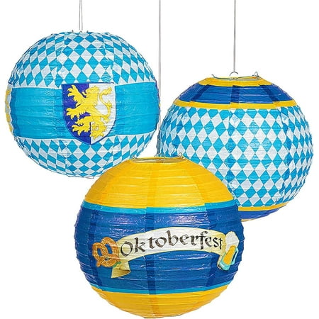 8 Pcs Oktoberfest Decorations Set - 6 Hanging Paper Lantern & 2 Wall Banner For Oktoberfest Party Supplies, Oktoberfest Decor by 4E's Novelty