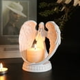 thumbnail image 2 of Angel Candlestick Holder – Pure White Winged Figurine with Candle, Bereavement Gift for Remembrance, Funeral Decor, or Spiritual Home Tabletop Display, 2 of 7