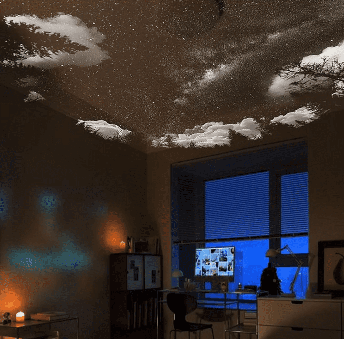 Galaxy Projector, 2-in-1 Star Projector Night Light with 360 Adjustable LED, 6 Interchangeable Films, USB Powered for Bedroom Ceiling