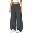 thumbnail image 5 of Besolor Wide Leg Sweatpants for Women High Waisted Drawstring Casual Loose Workout Running Trousers with Pocket(XX-Large,Dark Gray), 5 of 5