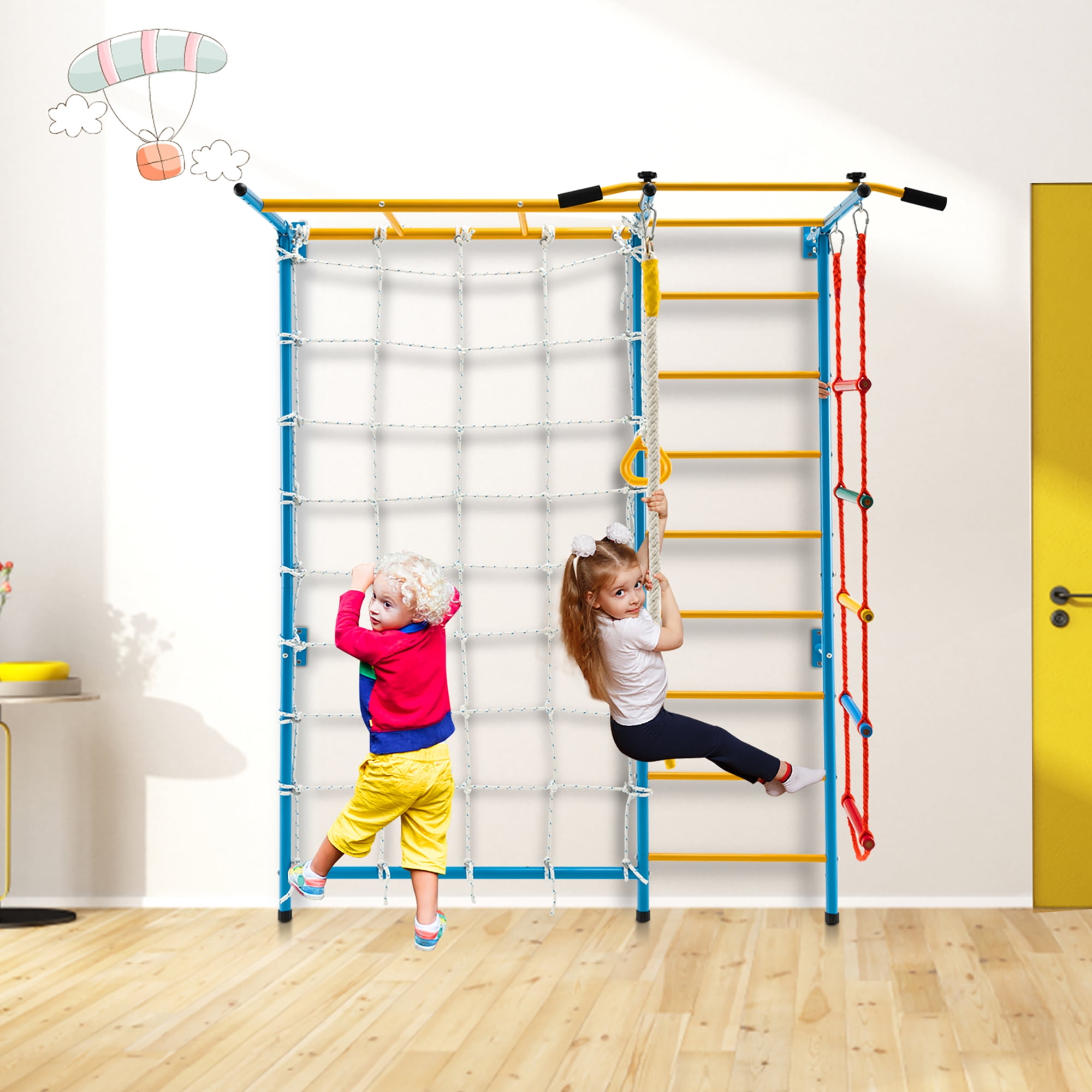 Costway in Kids Indoor Gym Playground Swedish Wall Ladder
