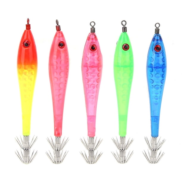 Señuelos de pesca artificiales luminosos, 5 uds., con ganchos de 2 capas, accesorios para aparejos de pesca