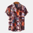 thumbnail image 2 of Pompotops Chemise Décontractée en Coton et Lin pour Hommes, Cardigan à Manches Courtes, Chemise à Col, Blouse en Solde, 2 of 8