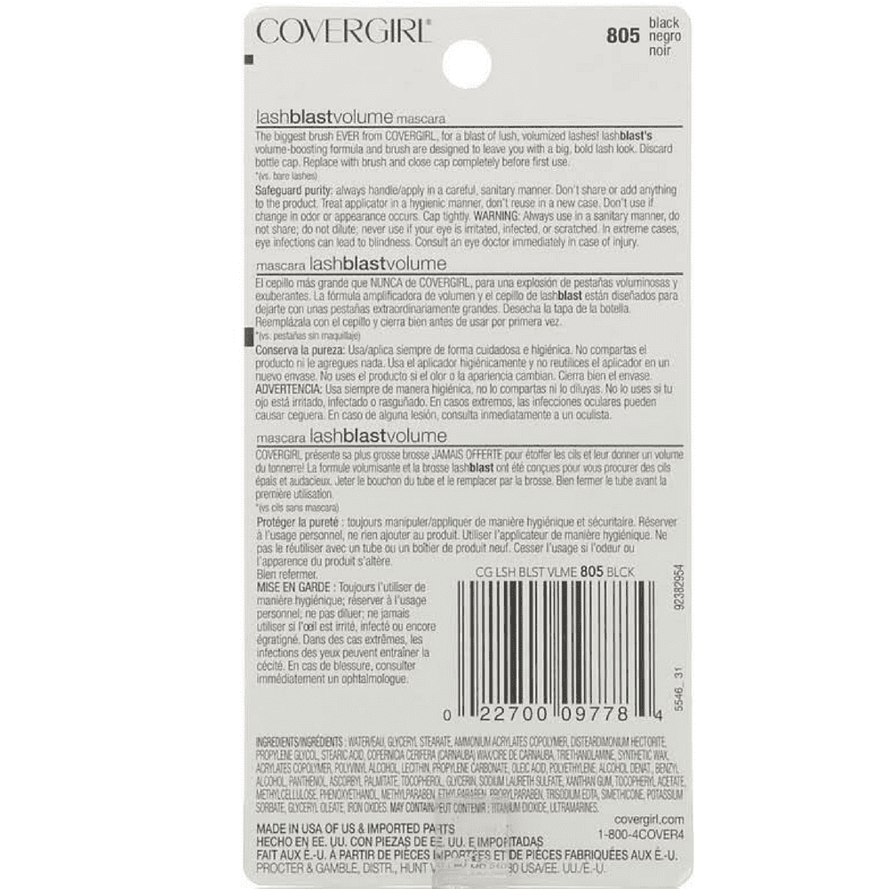 CoverGirl LashBlast Volume Mascara, Black [805], 0.44 oz (Pack of 3)