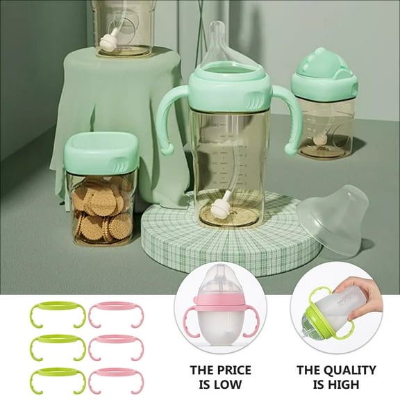 ROSENICE 6Pack Removable Bottle Handles Wide Mouth Non Slip Grip for Daily Feeding Baby Bottle Accessory