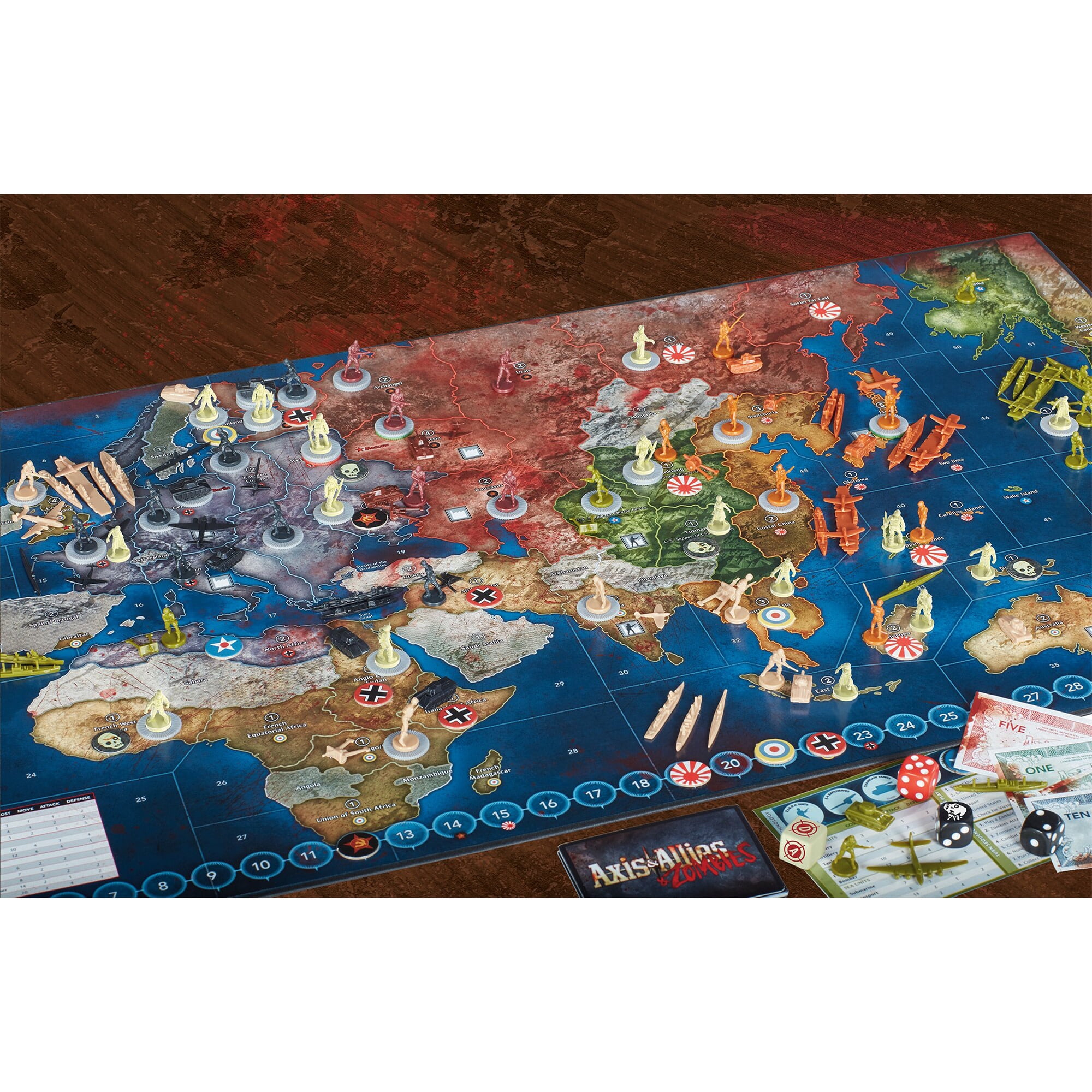 Axis & Allies: Zombies - Survival War Board Game, An Alternate WWII History Edition, Zombie Miniatures, Strategy & Area Control, Ages 14+, 2-5 Players