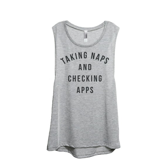 Taking Naps And Checking Apps Women's Fashion Sleeveless Muscle Workout Yoga Tank Top Sport Grey 2X-Large