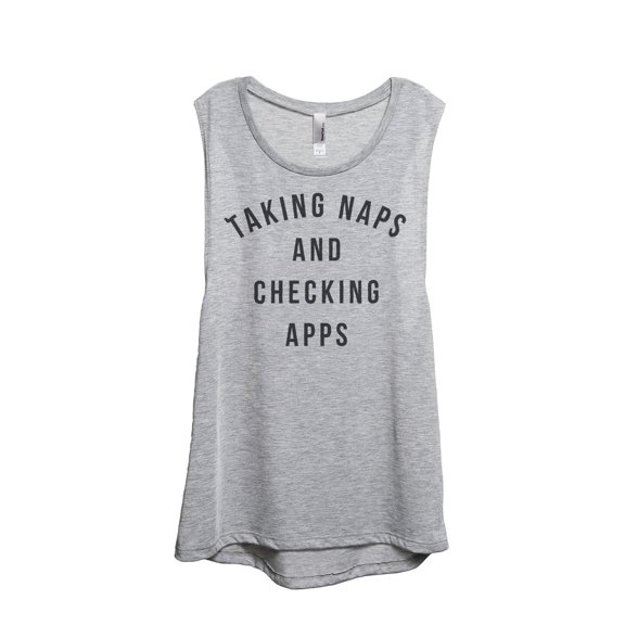 Taking Naps And Checking Apps Women's Fashion Sleeveless Muscle Workout Yoga Tank Top Sport Grey 2X-Large