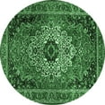 thumbnail image 1 of Ahgly Company Indoor Round Medallion Emerald Green Traditional Area Rugs, 6' Round, 1 of 4