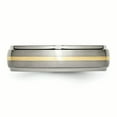 thumbnail image 3 of Titanium Ridged Edge 14k Yellow Inlay 6mm Brushed/Polished Band, 3 of 7