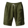 thumbnail image 7 of Yertdoel Mens Linen Shorts Soild Color Elastic Waist Drawstring Knee Length Shorts with Pockets Soft Lightweight Loose Breathable Outdoor Workout Running Summer Casual Beach Shorts, 7 of 7