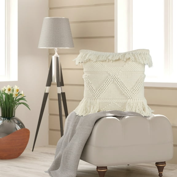 Ox Bay 20" x 20" Hand-Woven Beige/ Cream Tribal Cotton Blend Pillow Cover