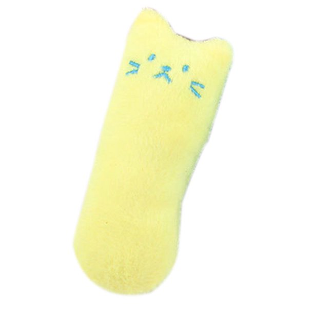 Methold Almohada de hierba gatera de dibujos animados, juguete interactivo para gatos, dientes de felpa, mordedura, menta Juguetes para gatos amarillo