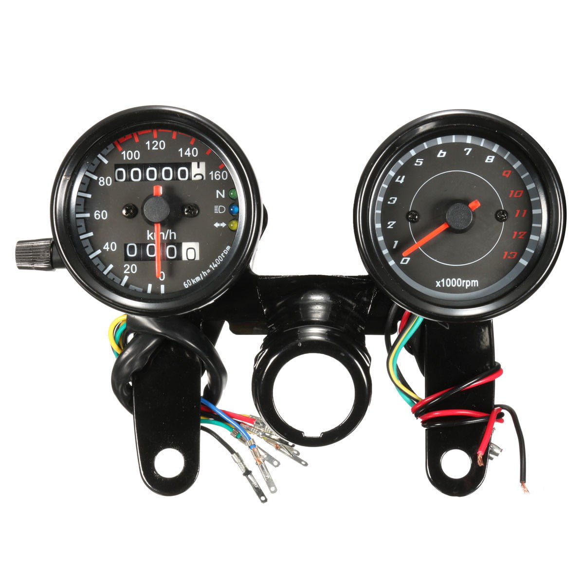 DEALPEAK Universal DC 12V Motorcycle LED Backlight Tachometer Electronic Tach Meter Gauge 