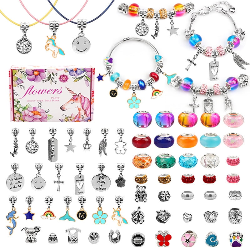Charm Bracelet Making Kit, Flasoo Jewelry Kit with Charm Beads for Bracelet  Jewelry Making Crafts, New Year Present, Birthday Gift, Christmas Gifts