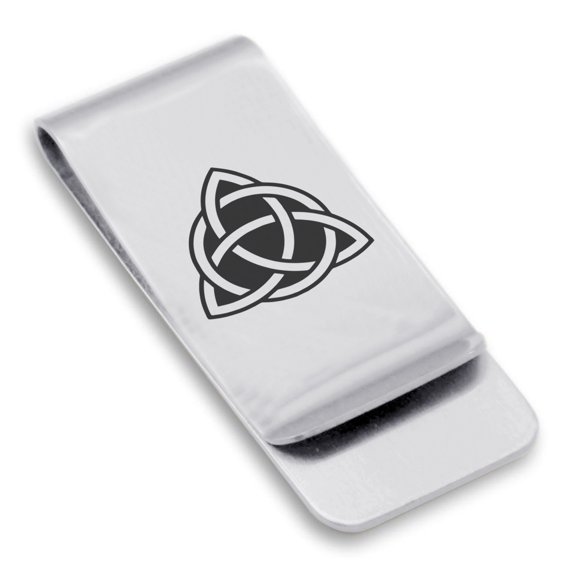 Stainless Steel Celtic Triquetra Trinity Knot Classic Slim Money Clip Credit Card Holder