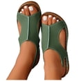 thumbnail image 3 of (2-Pack) Rinsvye Women Summer Retro Solid Color Leather Look Platform Wedge Sandals Open Toe Big Size Footwear Ladies Summer Shoes, 3 of 9