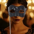 thumbnail image 4 of Máscara de de Halloween, accesorio de disfraz, máscara facial de fiesta versátil con palos para decoración de carnaval, disfraz de Mardi negro, 4 of 7