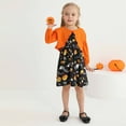 thumbnail image 3 of GYRATEDREAM Kid Toddler Girl Fall Dress+Cardigan 2 Piece Pumpkin Sleeveless Dress and Cardigan Set Halloween Thanksgiving Outfits 18M-5Y, 3 of 6