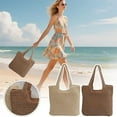 thumbnail image 3 of Bolsos de playa para mujeres Verano Bolso de hombro tejido grande suave Bolso de playa Tote Bolsa de paja para vacaciones de verano, 3 of 5