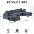 thumbnail image 3 of Modern corduroy modular section sofa, U-shaped convertible L-shaped sofa set with pillow, oversized sectional sofa with footstool, suitable for living room, 3 of 5