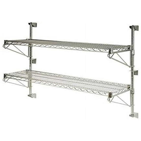 14" Deep x 24" Wide x 14" High Adjustable 2 Tier Chrome Wall Mount Shelving Kit